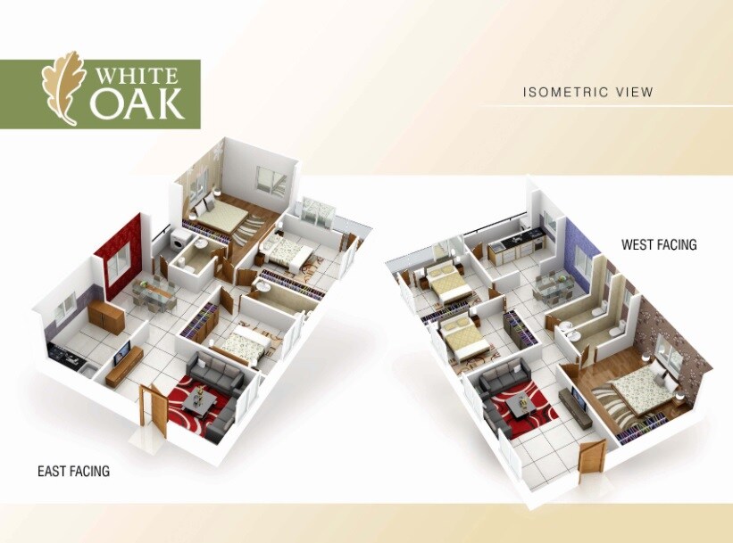 Floor plan of 3 BHK 985 Sq. Ft. Apartment in Siri White Oaks Apartment, Vizag